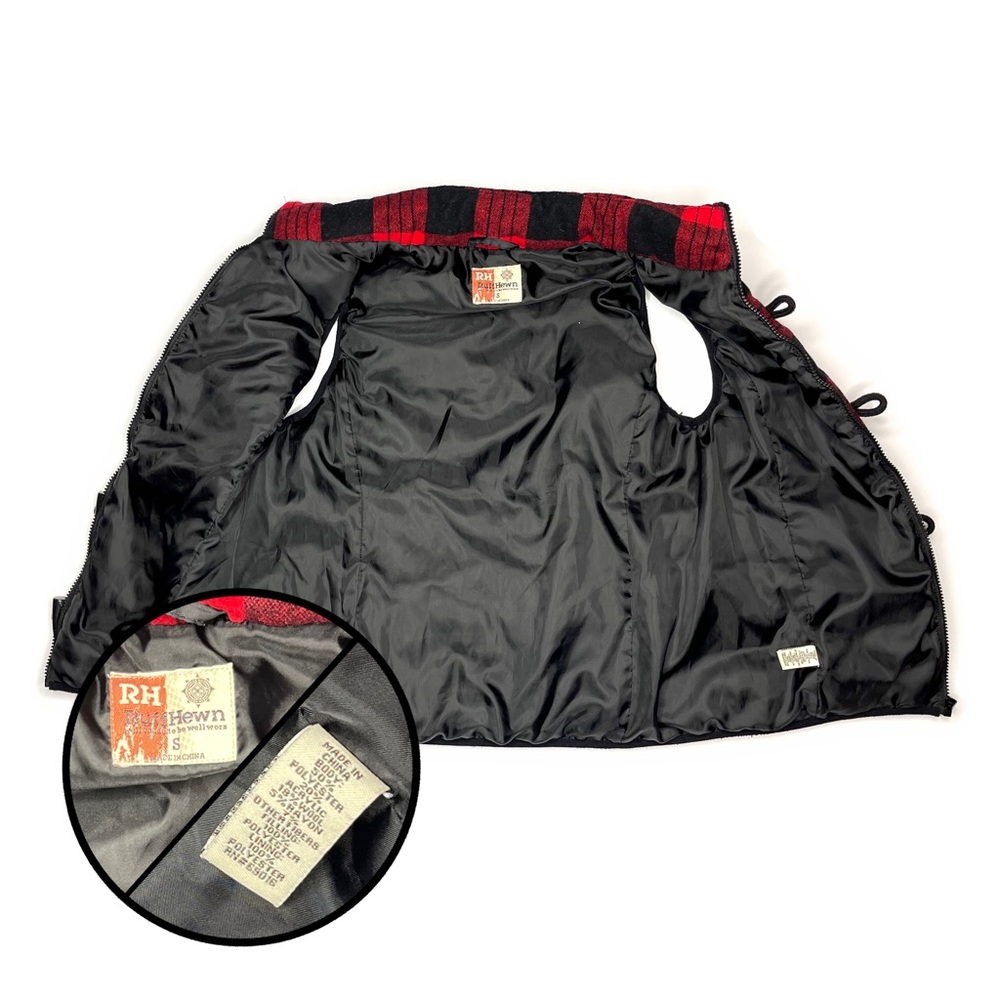 Ruff Hewn Red and Black Buffalo Plaid Vest With Pockets - Picture 3 of 5